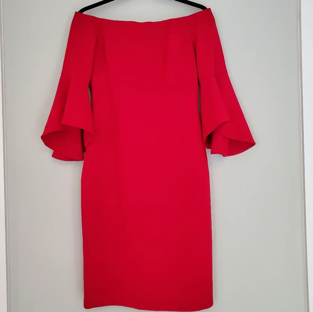 Chelsea 28 Off the Shoulder Red Dress - Picture 3 of 11